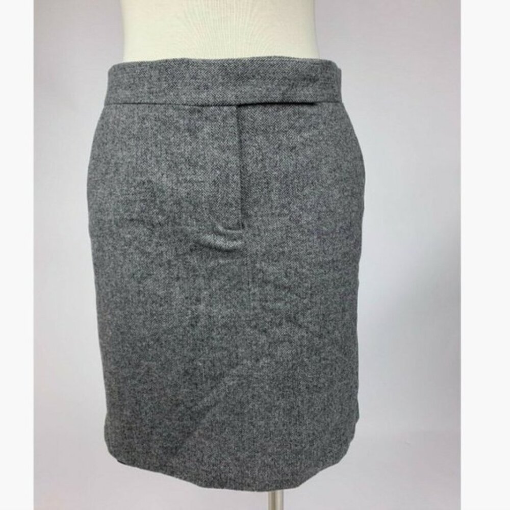 J. Crew Gray Herringbone Pencil Skirt 4 Stretch - LIKE NEW